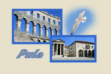 postcard design for  Pula, Croatia