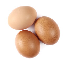 Eggs isolated on white, top view