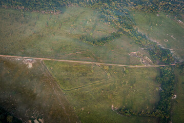 Geoglyphs from amazon in Acre region, north of Brasil. Archaeology discovered geometrical constructions at the field