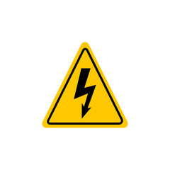 High Voltage Warning Sign Design with Yellow Triangle Icon