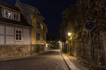 Evening in the medieval town of Quedlinburg.
