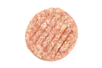 Fresh burger cutlets, isolated on white background. High resolution image.