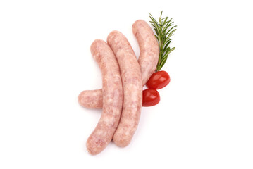 Spiral barbecue sausages, BBQ, isolated on white background.