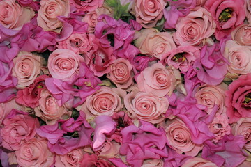 Mixed pink wedding flowers