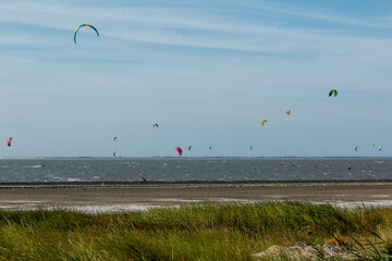 Hang glider on the North Sea with wind