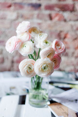bouquet of ranunculus on the table