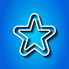 Double star simple icon. Flat desing. White icon with shadow on blue background.ai