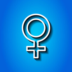 Fototapeta premium Female simple icon vector. Flat desing. White icon with shadow on blue background.ai