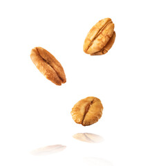 Fresh Granola flakes falling in the air