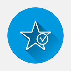 Star vector icon, symbol of good score icon on blue background. Flat image with long shadow. Layers grouped for easy editing illustration. For your design.