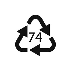 Bottle glass light brown. Glass recycling code 74 GL. Vector illustration