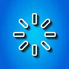 Loading simple icon vector. Flat desing. White icon with shadow on blue background.ai