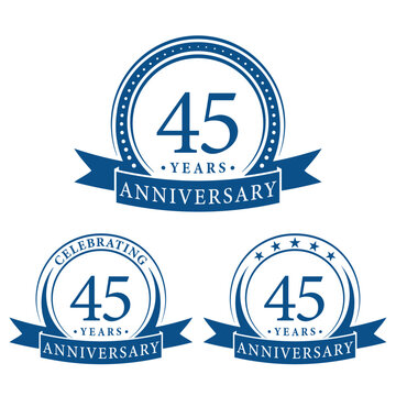 45 years anniversary logo collections. Set of 45th Anniversary logotype template. Vector and illustration.
