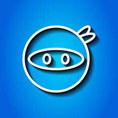 Ninja simple icon vector. Flat desing. White icon with shadow on blue background.ai