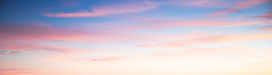 banner of pink sunset sky background
