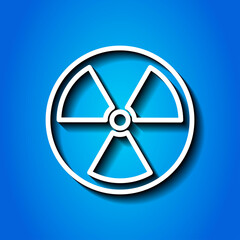 Fototapeta premium Radiation simple icon vector. Flat desing. White icon with shadow on blue background.ai
