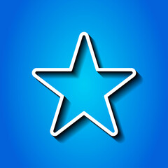 Star simple icon vector. Flat desing. White icon with shadow on blue background.ai