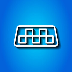 Taxi simple icon vector. Flat desing. White icon with shadow on blue background.ai