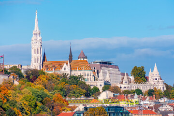 Fisherman bastion and Matthias church on Castle hill in autumn, Budapest, Hungary