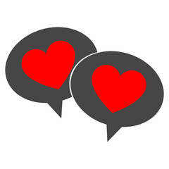 bubble speech with red love heart inside symbol for doodle heart dialog icon illustration isolated