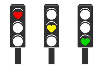 heart traffic light vector icon on white background