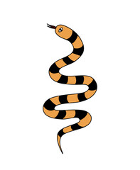 retro drawing; sticker. Retro style snake. Print for clothes. fashion vector illustration. Children's illustration