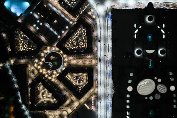 Aerial photography at night. Urban landscape.