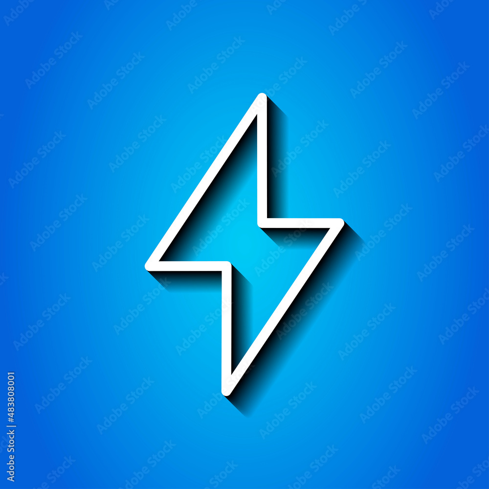 Aufkleber flash simple icon vector. flat desing. white icon with shadow on blue background.ai