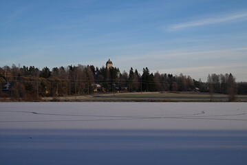 landscape with frozen lake