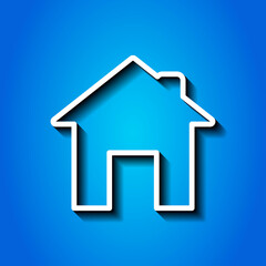 Fototapeta na wymiar House simple icon vector. Flat desing. White icon with shadow on blue background.ai
