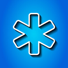 Medical symbol simple icon vector. Flat desing. White icon with shadow on blue background.ai