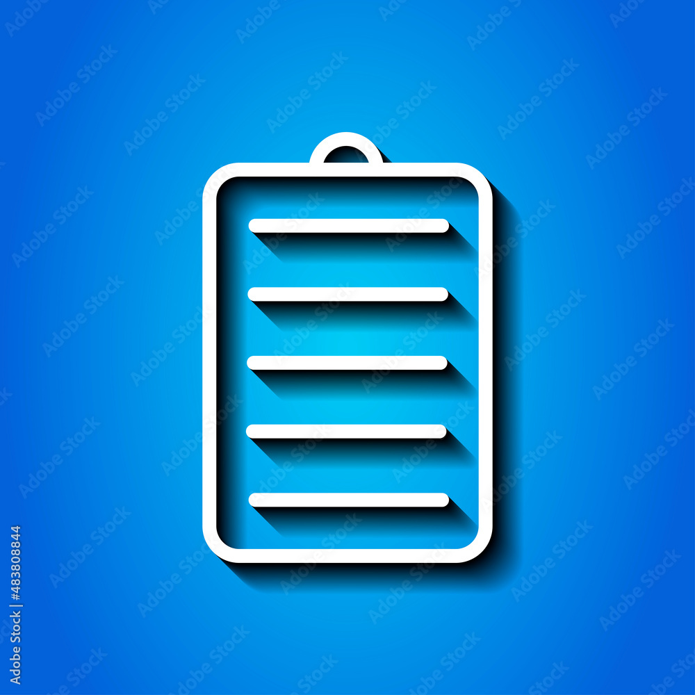 Poster notepad simple icon vector. flat desing. white icon with shadow on blue background.ai