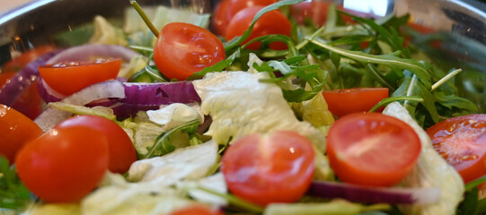 mixed salad dish, mixed plant based natural ingredients, vegan and vegetarian dish 