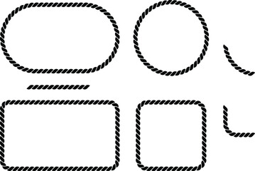 Rope Frame Silhouette Clipart Set - Circle, Square, Rectangle and Oval - obrazy, fototapety, plakaty