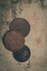 Fototapeta na wymiar Old Bristish Penny Coins