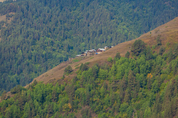 Beautiful view of the highland village in Tusheti, Georiga