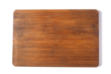 Wood cutting board for homemade bread cooking isolated on white background. Empty wooden tray at white	