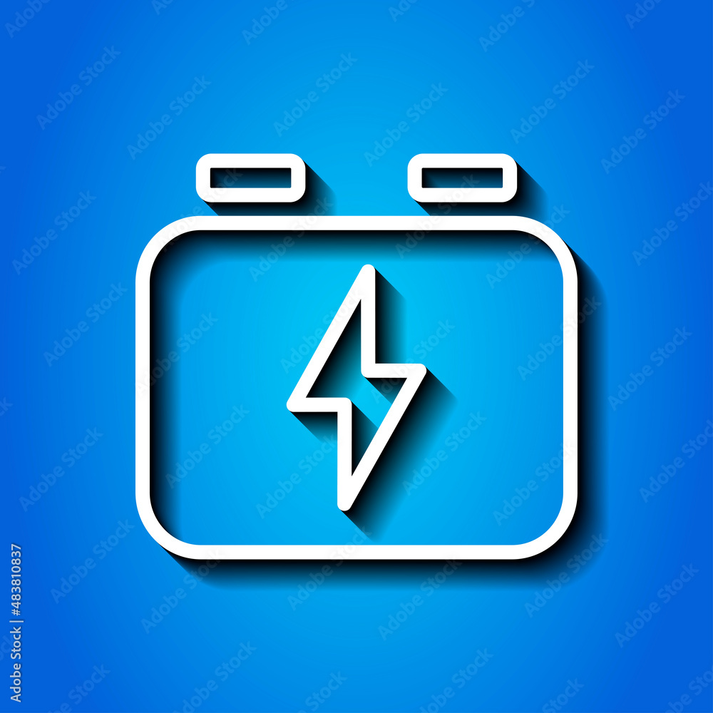 Wall mural battery, accumulator simple icon. flat desing. white icon with shadow on blue background.ai