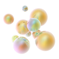 Fototapeta na wymiar Abstract 3d object metal balls orange gold gradient colors background.