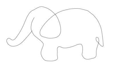 One line drawing an elephant. Modern minimalist art, aesthetic contours. Abstract elephant portrait in minimalist style. Continuous line vector illustration