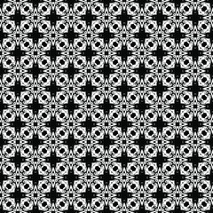 Black and white surface pattern texture. Bw ornamental graphic design. Mosaic ornaments. Pattern template. Vector illustration.