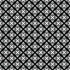 Fototapeta premium Black and white surface pattern texture. Bw ornamental graphic design. Mosaic ornaments. Pattern template. Vector illustration.