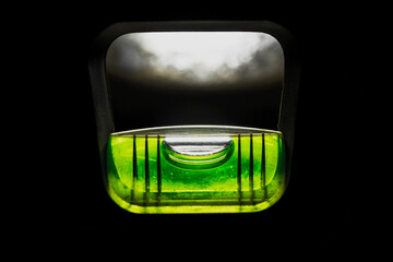 Air bubble level Air bubble level on a black background