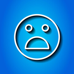 Smile vector, simple icon. Flat desing. White icon with shadow on blue background.ai