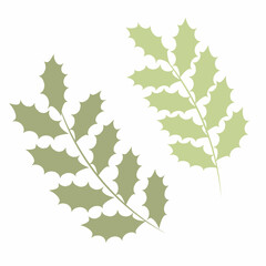 Green cartoon leaves. Botanic elements.