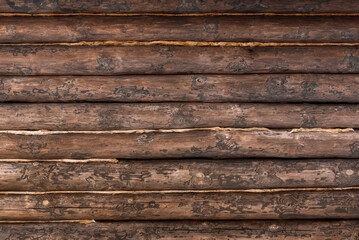 Wood texture of an old rustic log house, background.