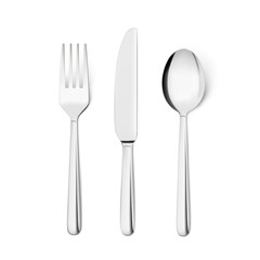 Set of fork, knife and spoon isolated on white. Vector illustration. Ready for your design. EPS10. 