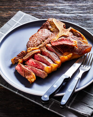 fried sliced porterhouse steak on a plate