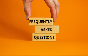 FAQ frequently asked questions symbol. Concept words FAQ frequently asked questions on blocks on...
