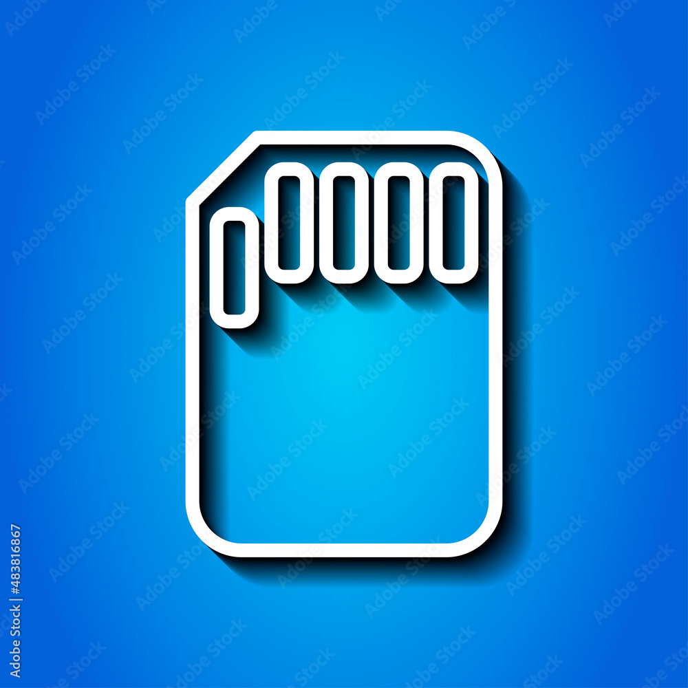 Poster memory card simple icon vector. flat desing. white icon with shadow on blue background.ai